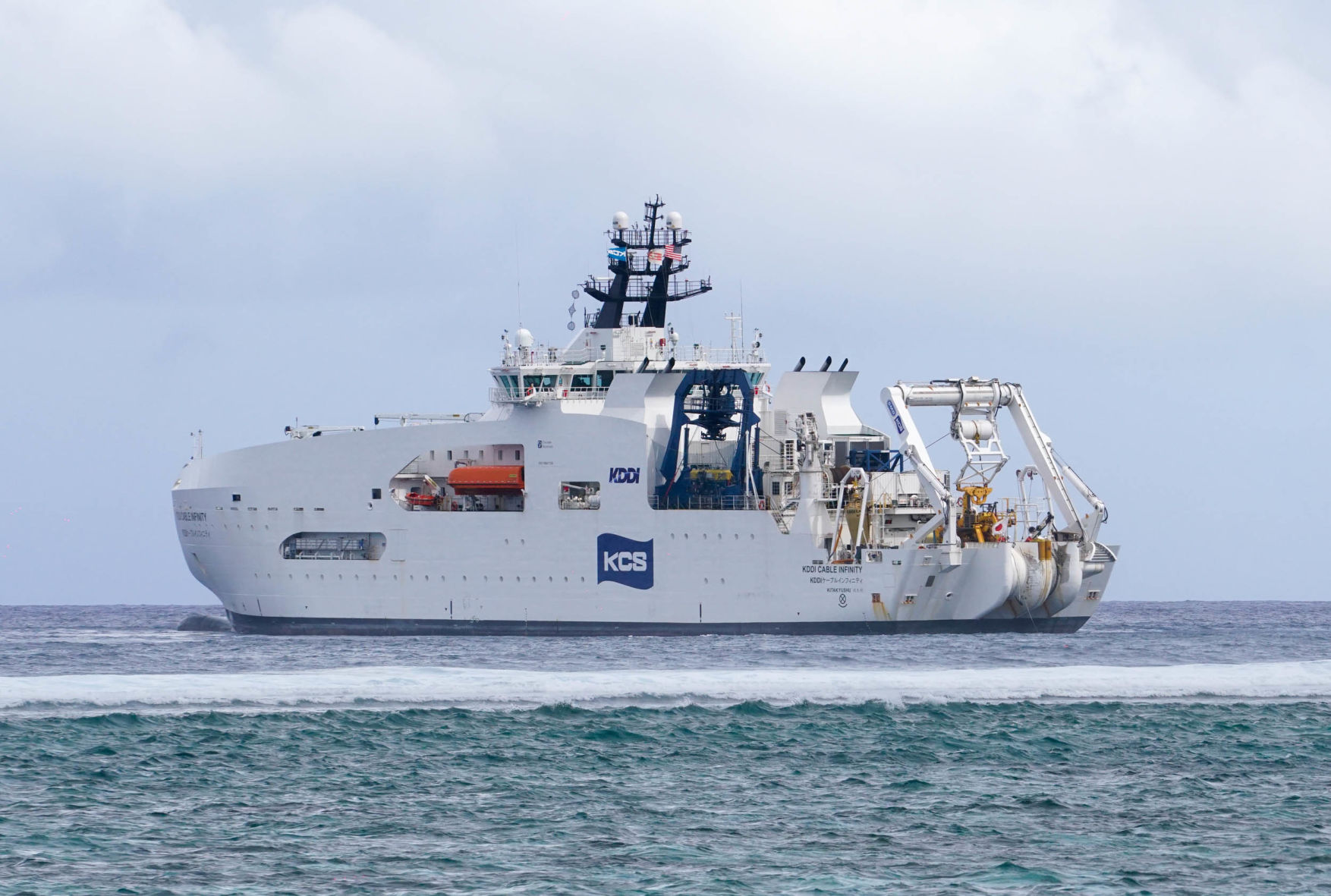 Cable-laying ship at work in Guam waters